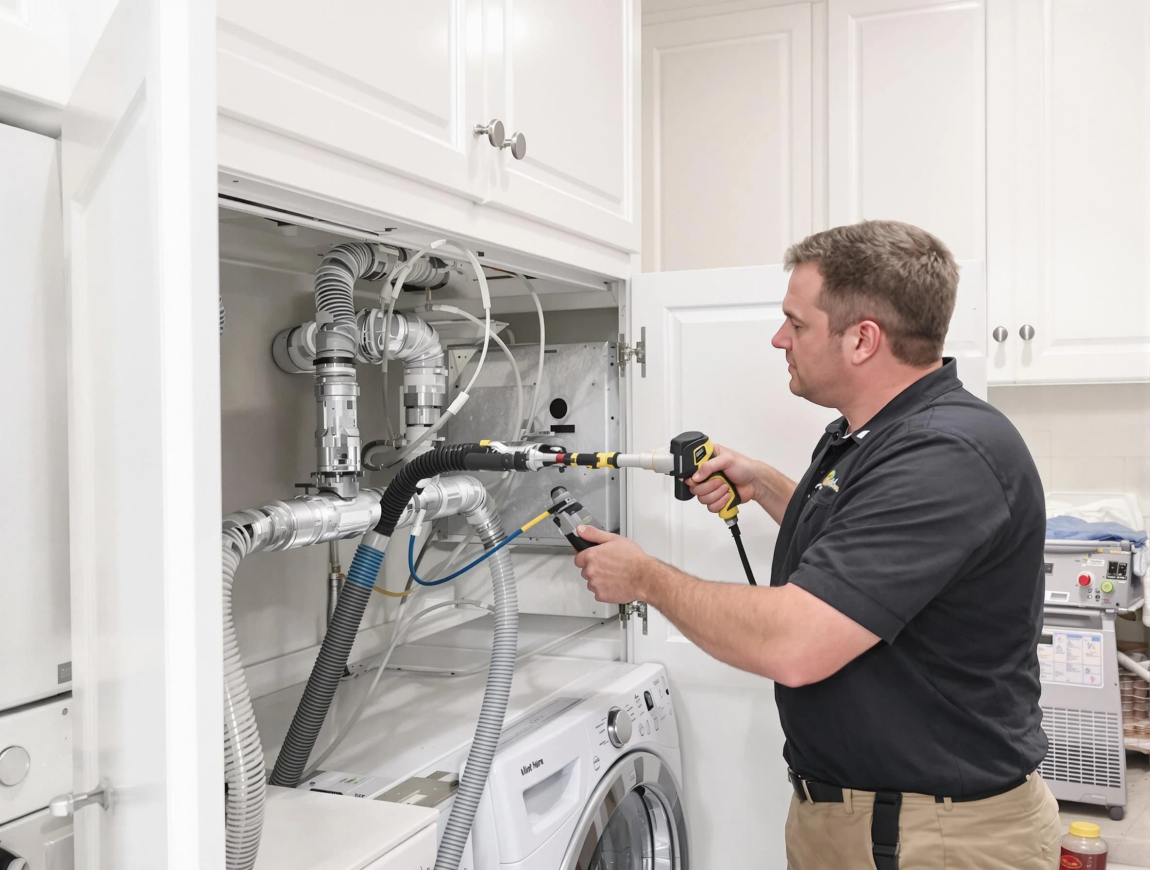Greenwood Village Dryer Vent Cleaning professional removing severe blockage from a clogged dryer vent in Greenwood Village