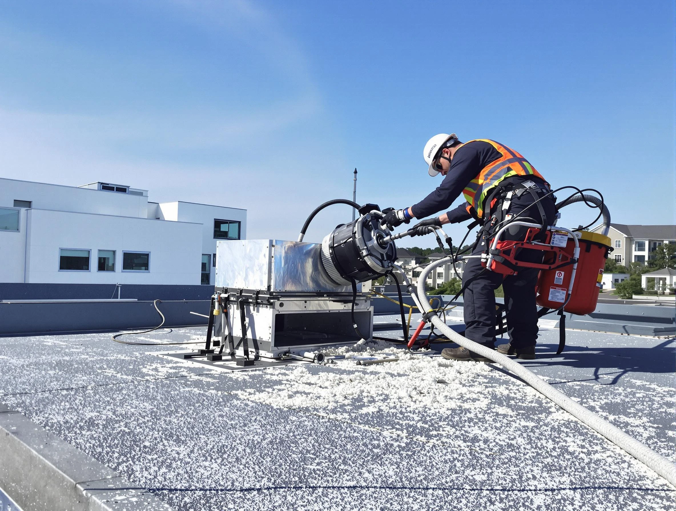 Cleaning Dryer Vent On Roof in Greenwood Village