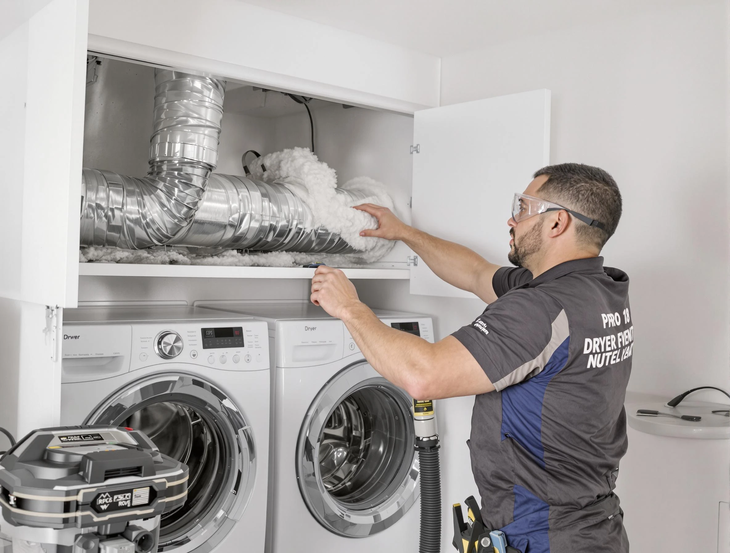 Greenwood Village Dryer Vent Cleaning certified technician performing specialized gas dryer vent cleaning in Greenwood Village
